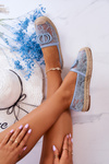 Damskie Koronkowe Espadryle Z Ozdobą Niebieskie Summer Dream
