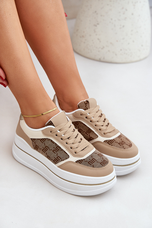 Sneakersy Damskie Ze Wzorem Beżowe Fenarra