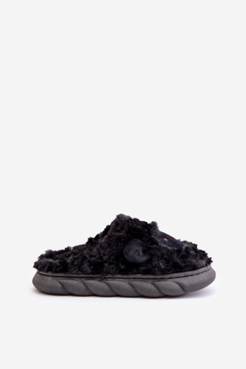 Futrzane Kapcie Damskie Z Motywem Owcy Czarne Phaeia