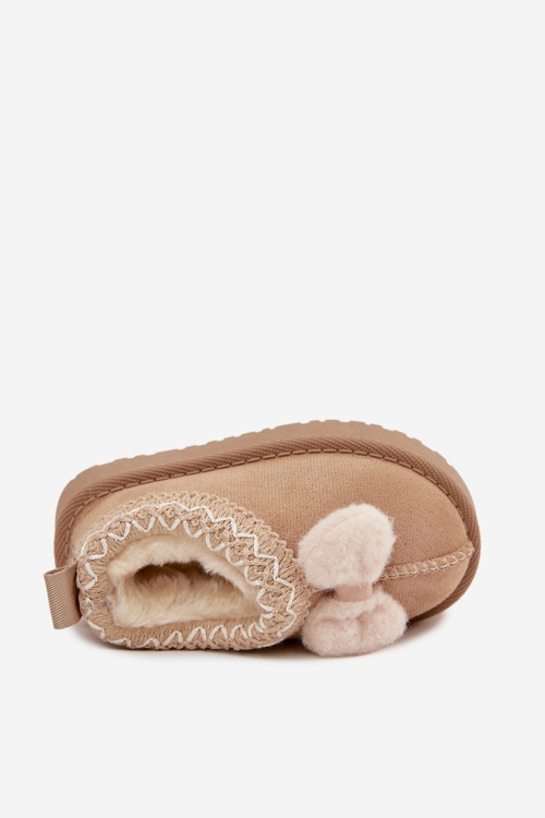 Śniegowce Dziecięce Z Haftem I Kokardką Beżowe Daven