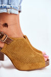 Ażurowe Sandały Na Słupku Sergio Leone SK855 Żółte