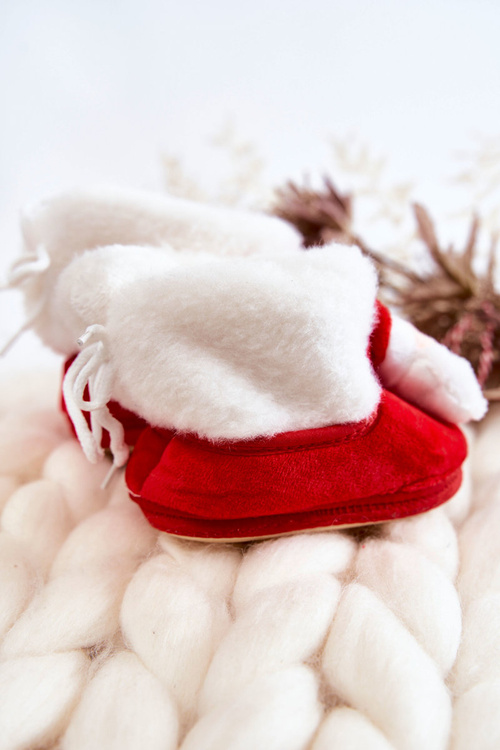 Dziecięce Ocieplane Papcie Mikołaj Czerwone