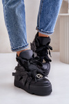 Skórzane Sneakersy Damskie Na Masywnej Platformie CheBello 4561 Czarne