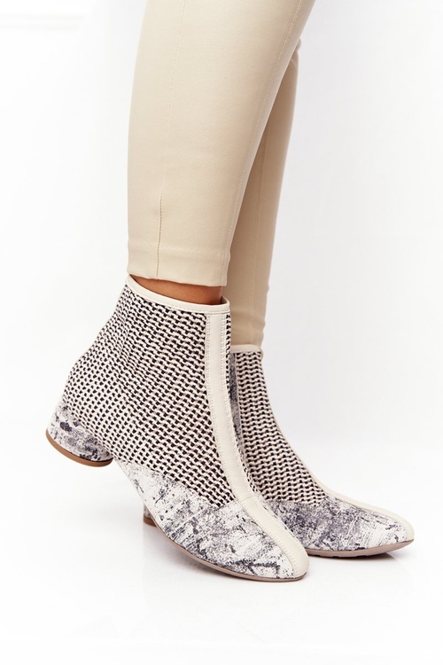 Botki Z Plecionki Na Obcasie Maciejka 04937-03 Popiel
