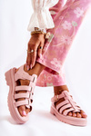 Modne Sandały Z Paskami Różowe Malien