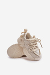 Sneakersy Dziecięce Ozdobione Cekinami Beżowe Liatoma