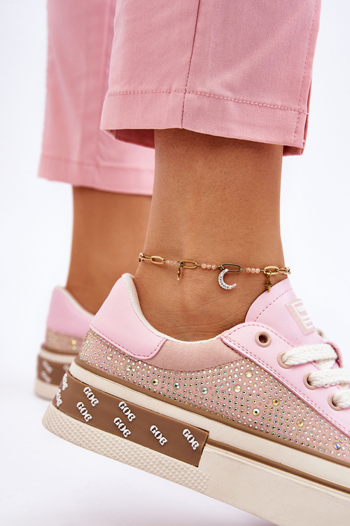 Damskie Trampki Z Dżetami GOE LL2N4057 Różowe