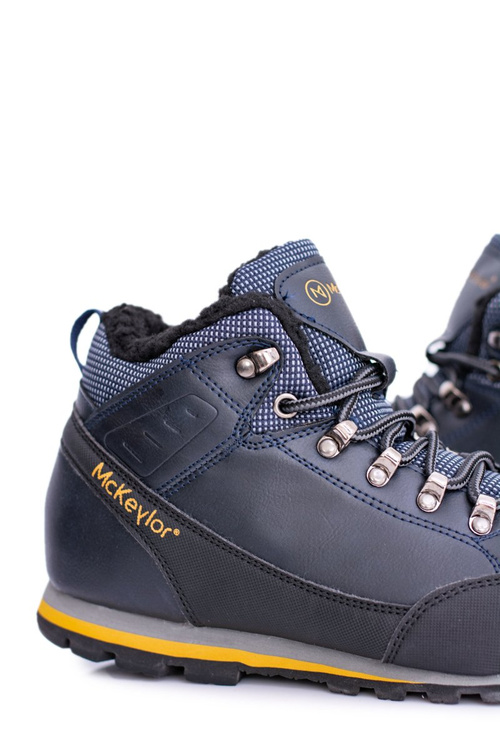 Granatowe Męskie Buty Trekkingowe Ocieplane Polarem Reflex