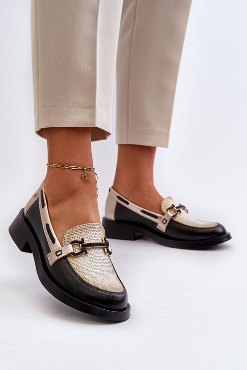 Skórzane Mokasyny Półbuty Damskie Maciejka 06493-01 Czarne