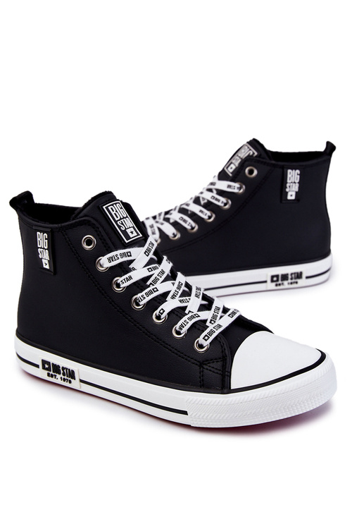 Męskie Wysokie Ocieplane Trampki Big Star KK174346Czarne