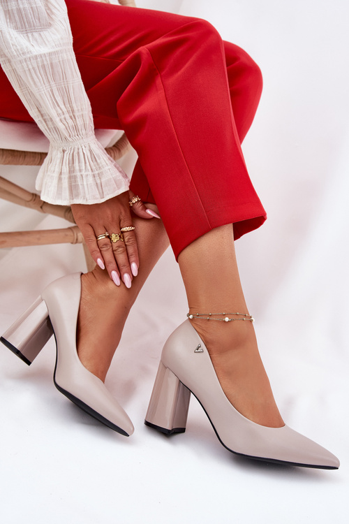 Eleganckie Czółenka Na Słupku Vinceza 62220 Szare