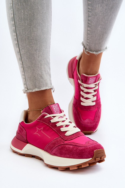 Sneakersy Damskie Skórzane Big Star NN274961 Fuksja