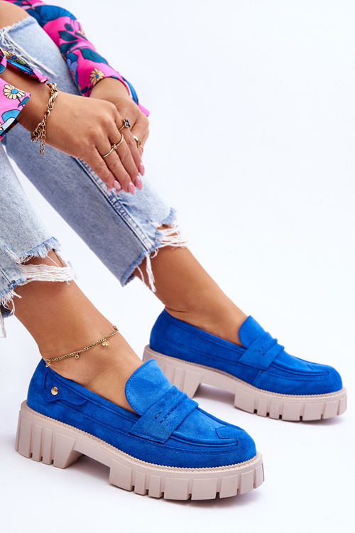 Damskie Zamszowe Wsuwane Półbuty Niebieskie Fiorell