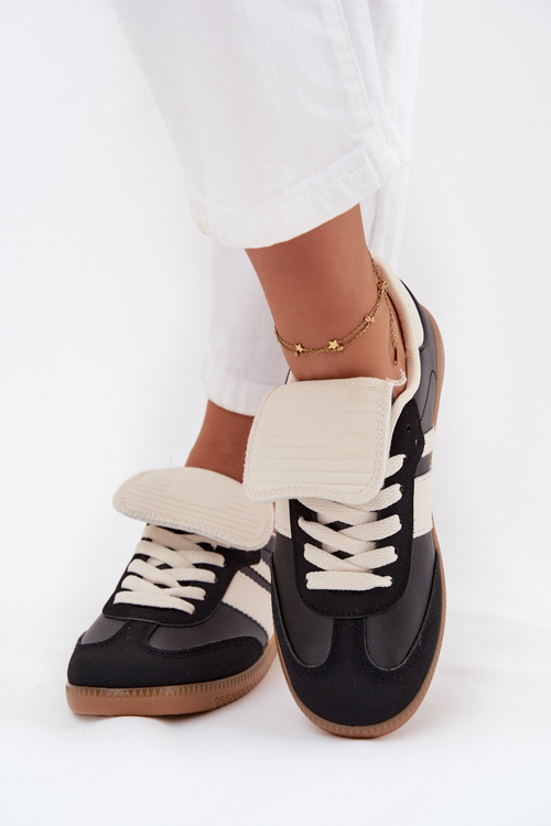 Niskie Sneakersy Damskie Z Wywiniętym Językiem Czarne Ardira