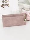 Duży Damski  Portfel z Brelokiem Serduszko Pudrowy Róż