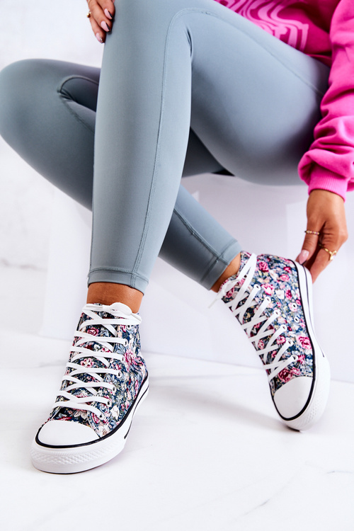 Wysokie Trampki W Kwiaty Zielone Nollie