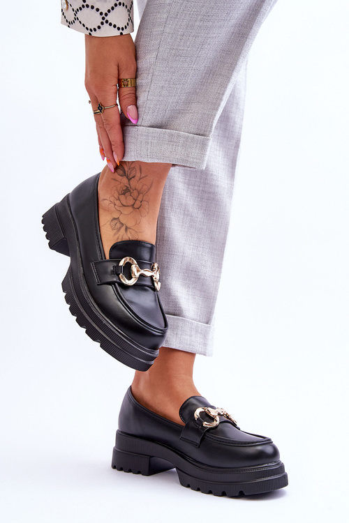 Skórzane Wsuwane Mokasyny Damskie Czarne Albie