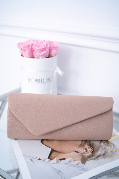 Damska Brokatowa Torebka Różowa Kopertówka