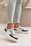 Damskie Niskie Sneakersy Z Eko Skóry Big Star OO274028 Biało-Szare