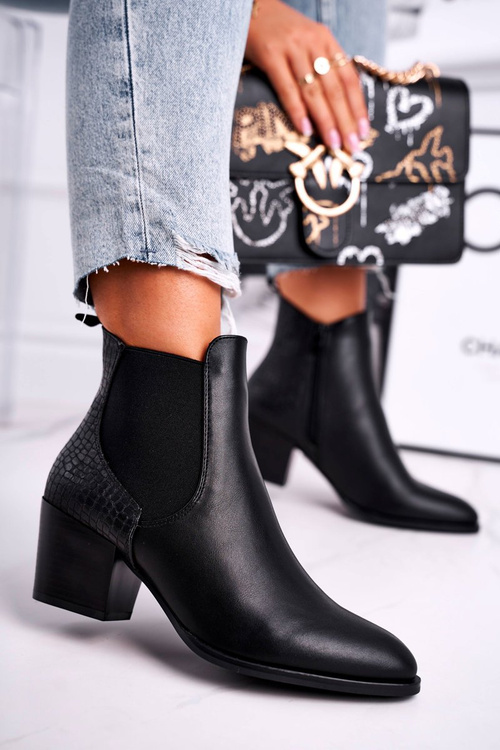 Botki Damskie Na Obcasie Sergio Leone Czarne BT613