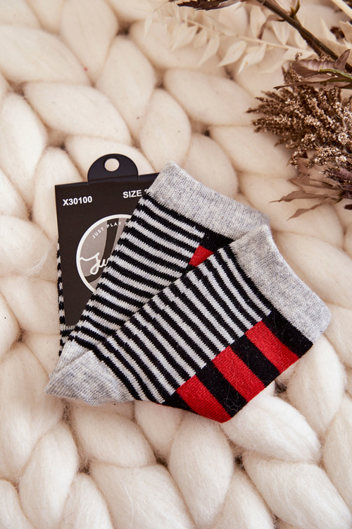 Dziecięce Klasyczne Skarpety W Pasy I Paseczki Czerwone