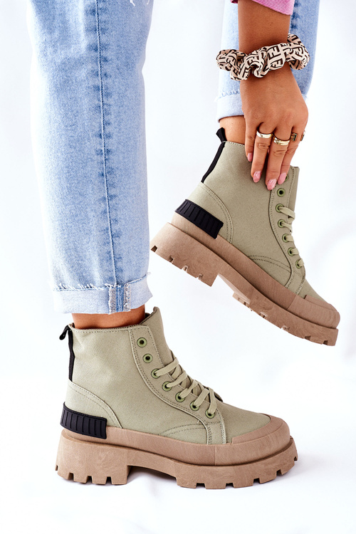 Damskie Botki Trapery Zielone Any One