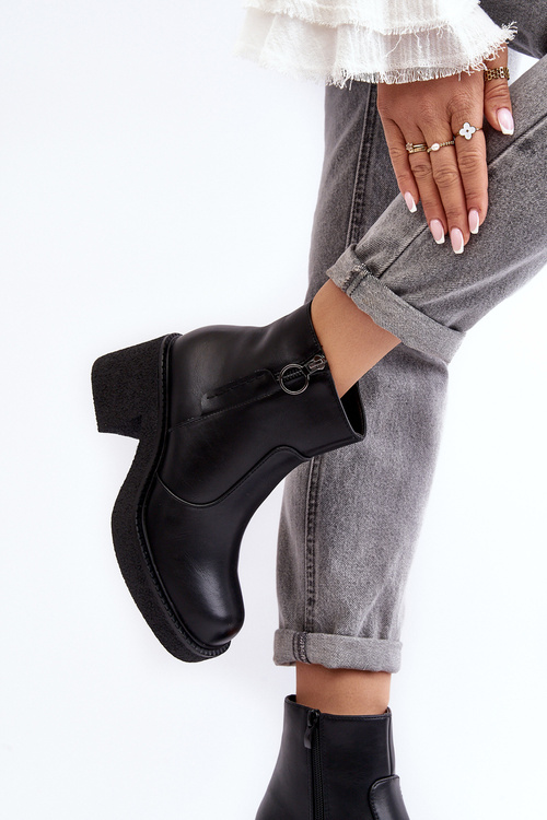 Damskie Botki Na Suwak Czarne Romella