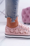 Trampki Damskie Niskie Koronkowe Różowe Veroli