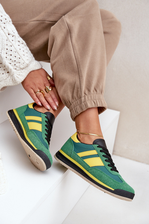 Niskie Sneakersy Trampki Damskie Zielone Sellira