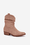 Botki Damskie Na Niskim Obcasie Z Marszczeniem Beżowe Adena