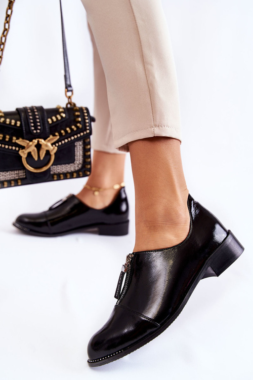 Lakierowane Modne Półbuty Laura Messi 2532 Czarne