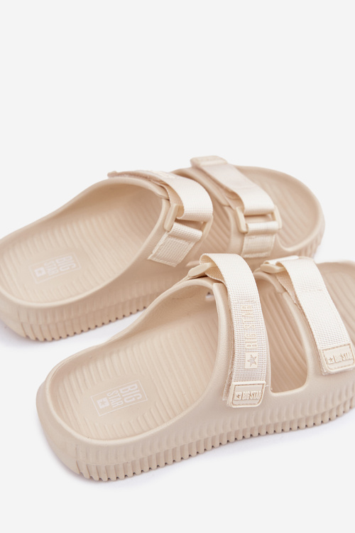 Piankowe Klapki Damskie Z Rzepami Big Star RR274A529 Beżowe