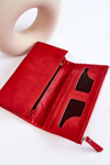 Damski Duży Portfel Na Magnes Czerwony Connes
