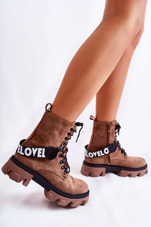 Zamszowe Wysokie Botki Z Ociepleniem Brązowe Danity