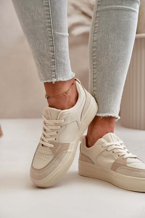 Damskie Niskie Sneakersy Z Eko Skóry Big Star OO274029 Beżowe