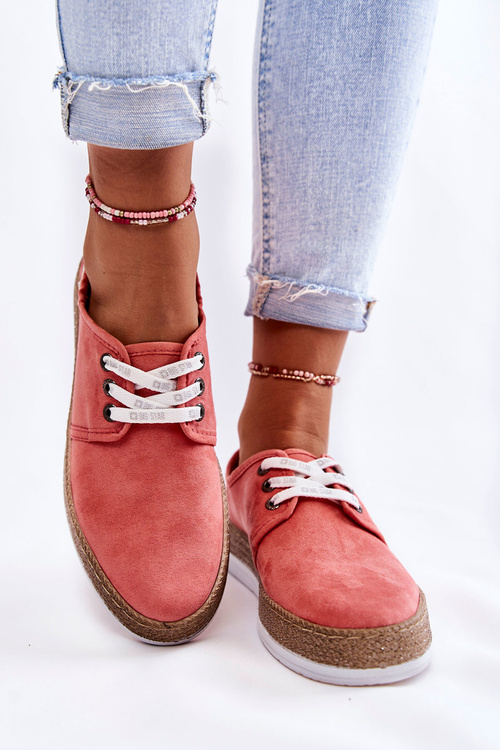 Damskie Niskie Trampki Memory Foam System Big Star KK276006 Koralowe