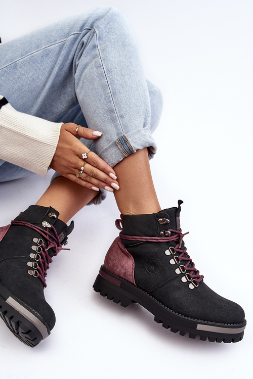 Trapery Sznurowane Czarne Big Star MM274318