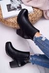 Botki Damskie Na Słupku Czarne Veba