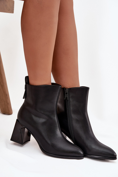 Ocieplane Botki Na Słupku Z Naturalnej Skóry Vinceza 66812 Czarne