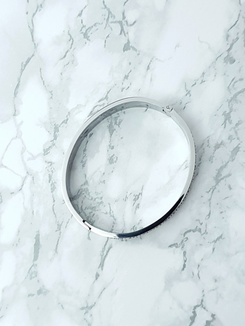 Damska Bransoleta Stalowa Z Cyrkoniami Srebrna Verne