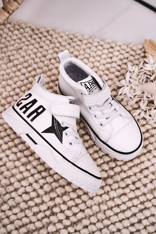 Dziecięce Wysokie Trampki Na Rzep Białe Sparky