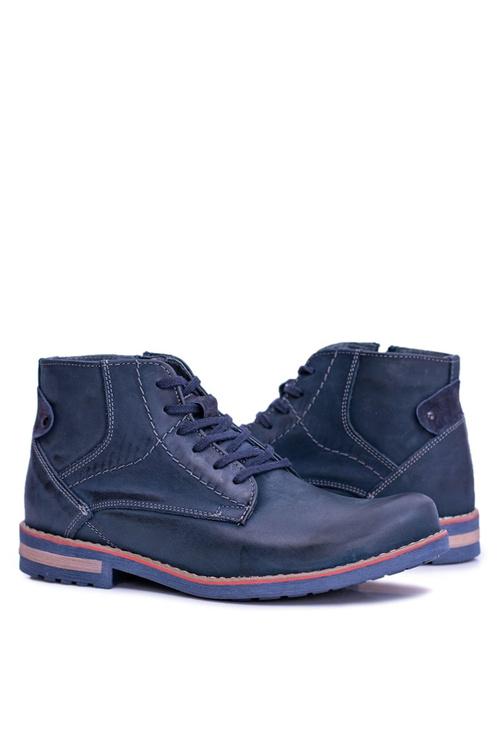 Skórzane Botki Męskie Z Zamkiem Ocieplane Komodo 731