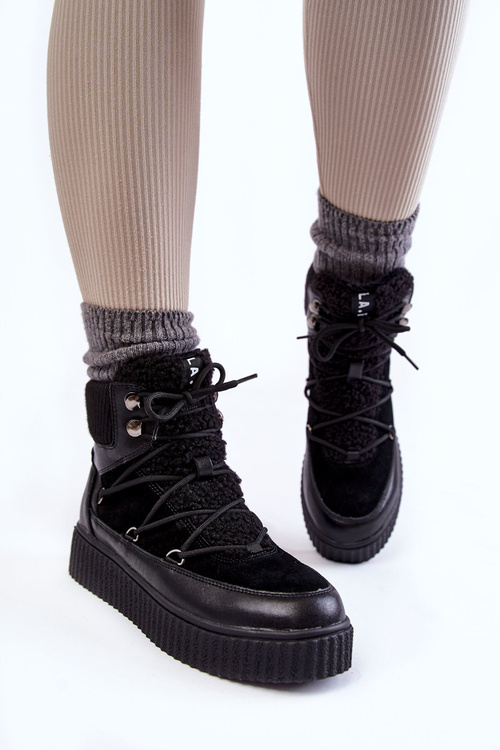 Damskie Botki Śniegowce La.Fi 280072B-QN Czarne