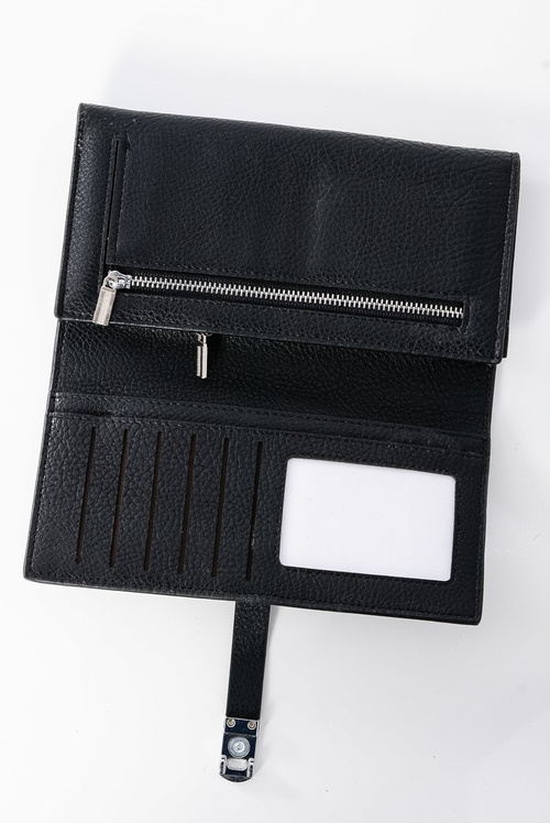 Elegancki Damski Portfel Na Magnes Czarny