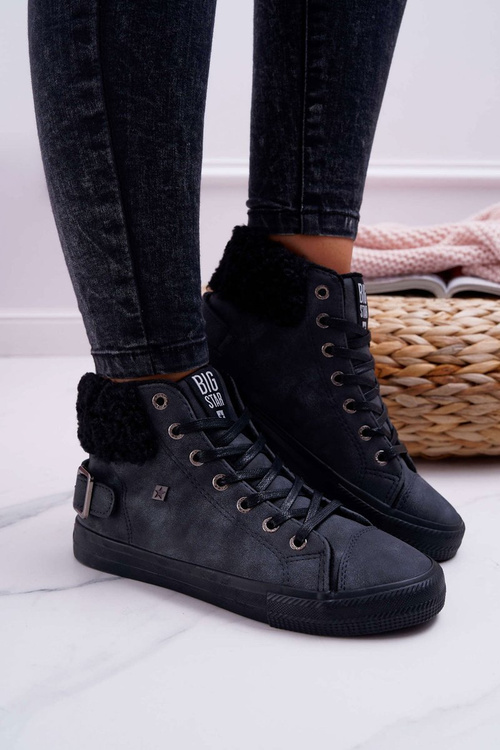 Trampki Damskie Big Star Wysokie Ocieplane Czarne EE274080