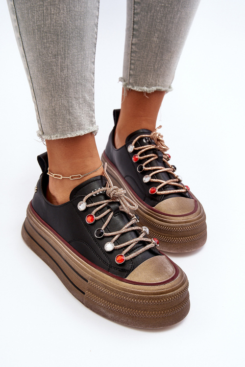 Damskie Trampki Na Platformie GOE NN2N4053 Czarne