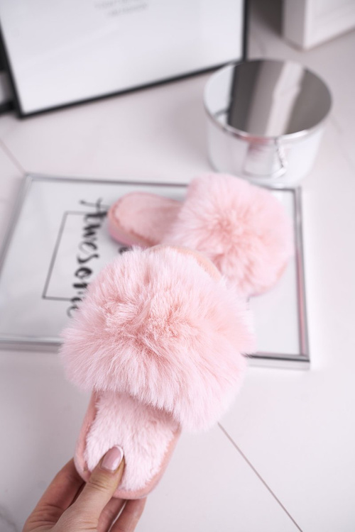Dziecięce Papcie Klapki z Futerkiem Jasny Róż Snow Ball