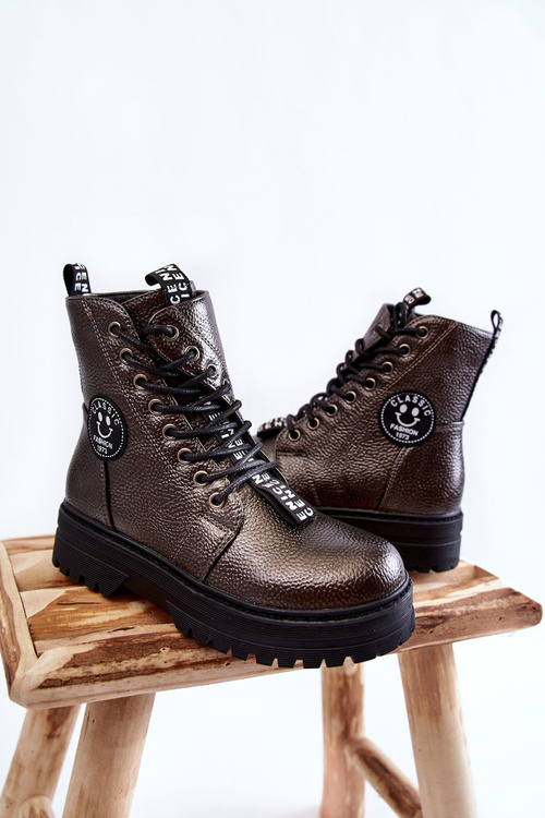 Dziecięce Ocieplane Botki Trapery Ciemnoszare Conley