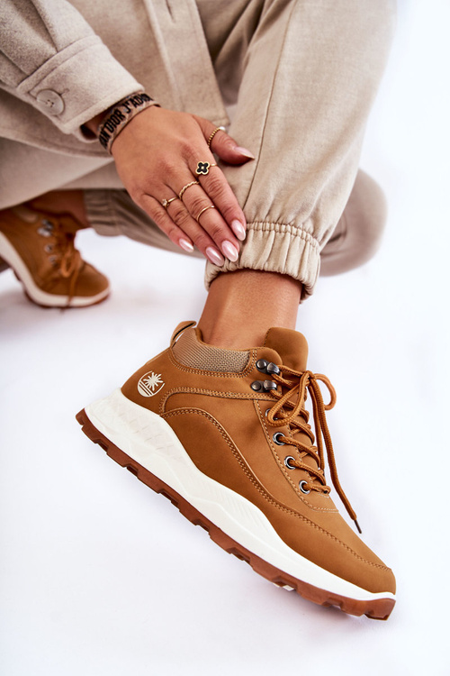 Damskie Ocieplane Buty Trekkingowe Trapery Camel Otto