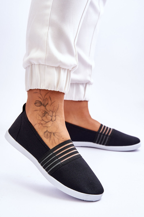 Damskie Tenisówki Materiałowe Slip-On Czarne Lilis